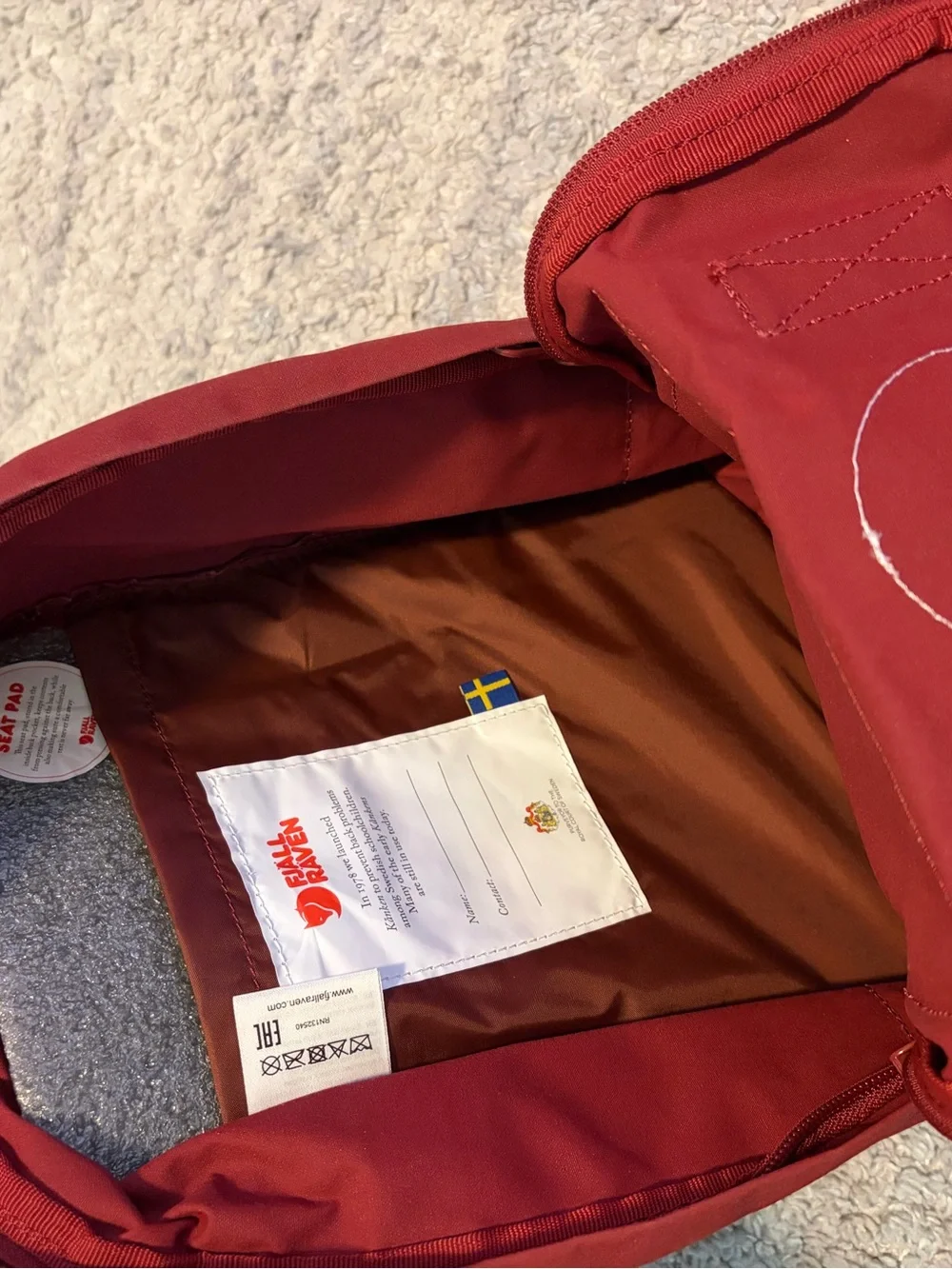 NWT Fjallraven Kanken Mini Backpack Ox Red Goose Eye Pattern 23561 7L